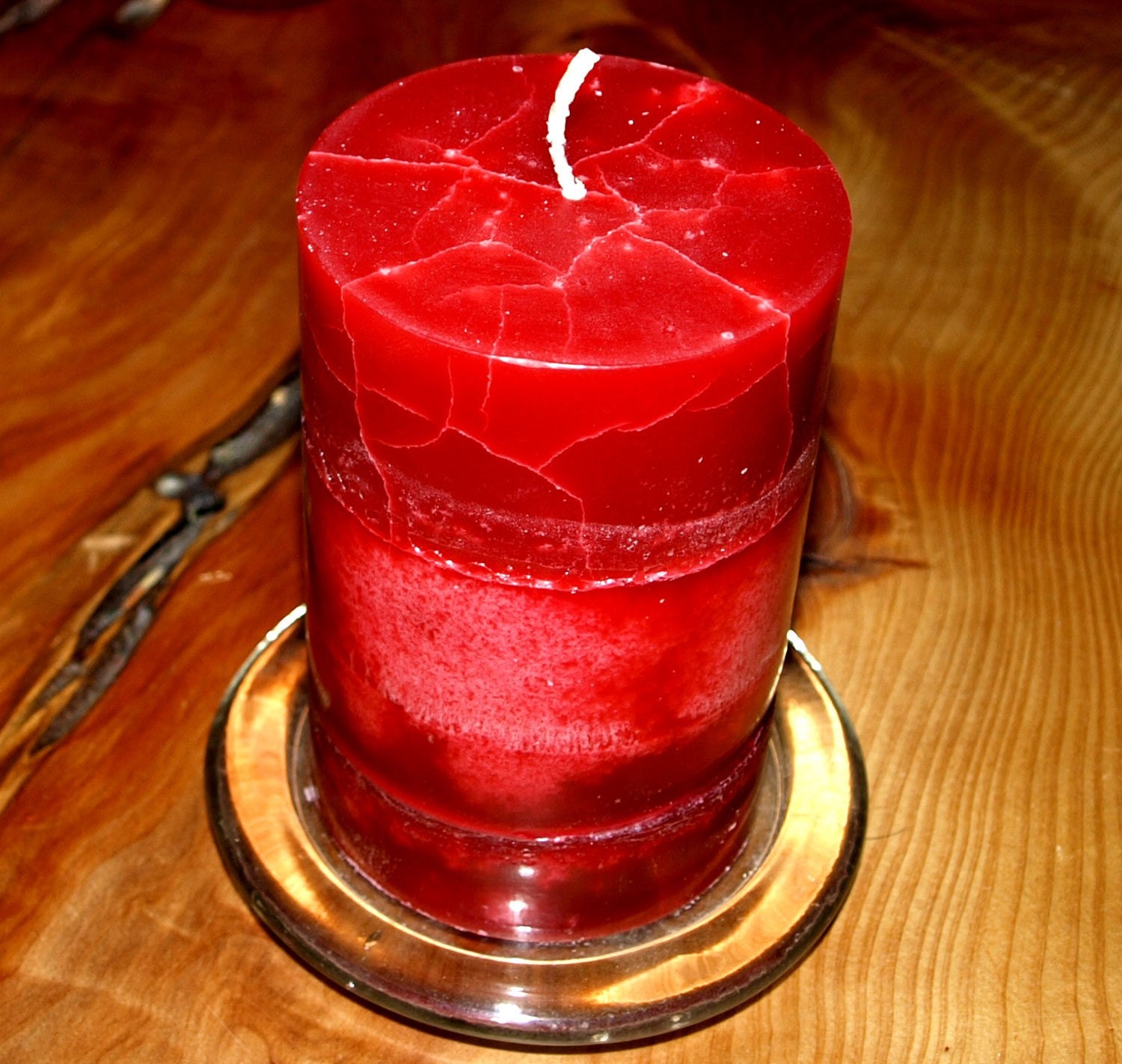 Green Red or White Pillar Candle Four Inches Tall