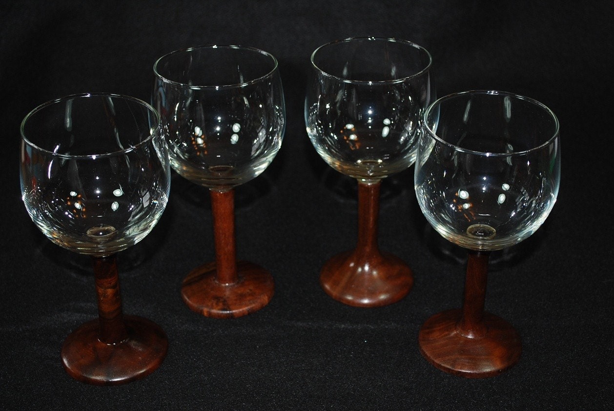 Claro Walnut Handmade Stemware, Red / Burgundy Wine Glasses, 2 for 30, STEM-132