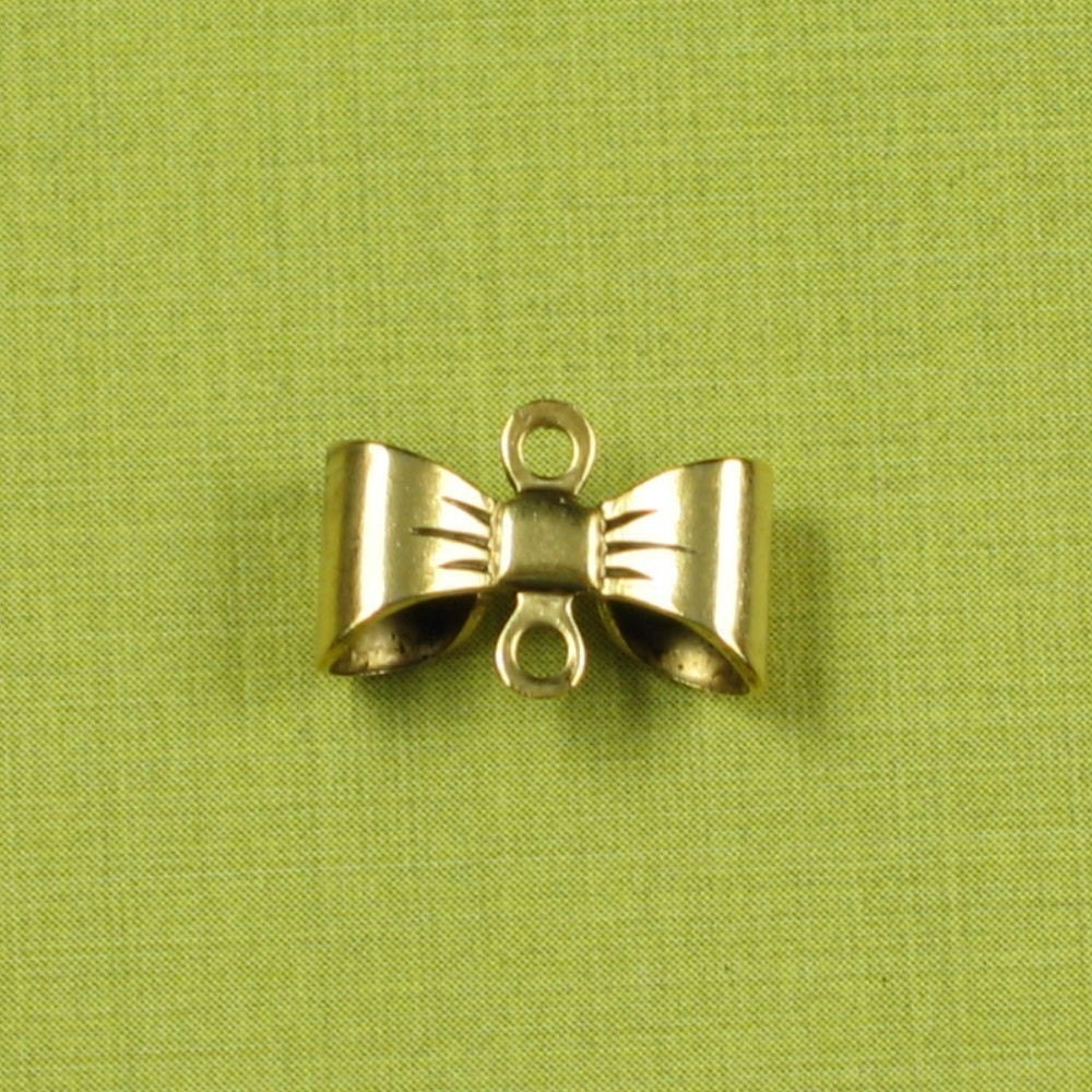 12 Antique Gold Bow Small 2 Ring Connector Jewelry Finding 604