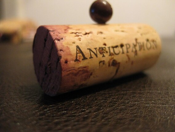 Anticipation natural upcycled wine cork pendant with jasper bead