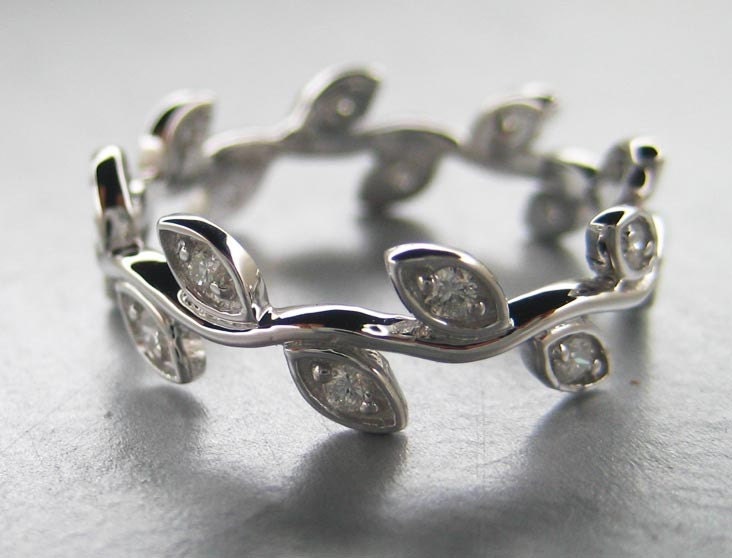 Another beautiful find was this 14k white gold and diamond leaf ring which 