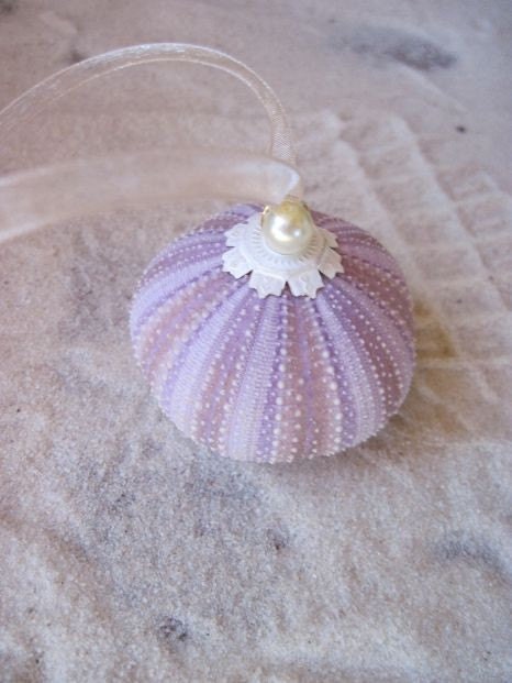 Keepsake Beach Wedding Ornament Sweet Lavender with Pearl