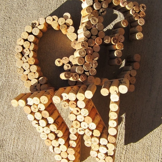 Monogram Letter - Recycled Wine Cork Wall Decor Letter "R"