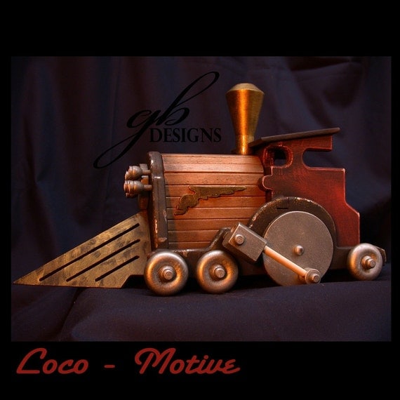 Dark Carnival Steampunk Loco-Motive Wooden Toy Engine (Fully painted version)