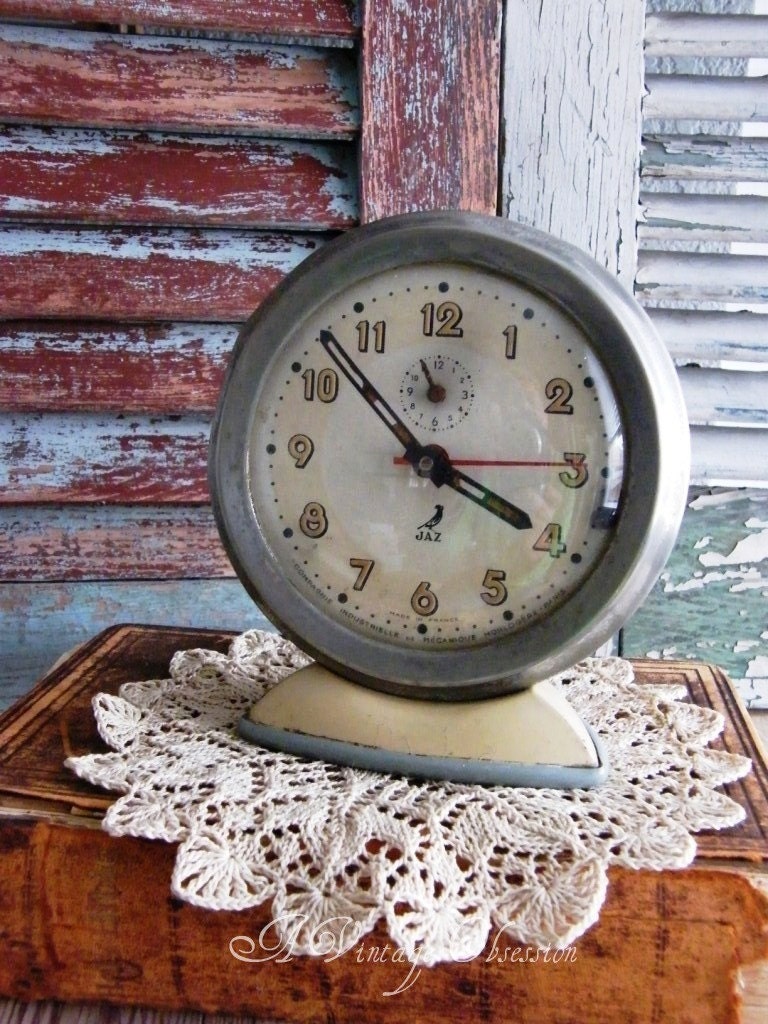 French Vintage Alarm Clock by avintageonsession on etsy
