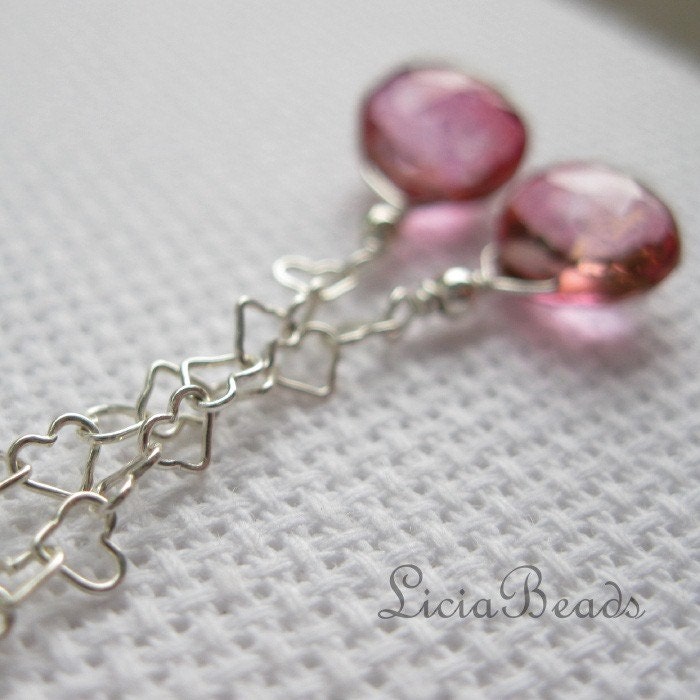 Love and Adornment - Pink Mystic Quartz gemstones on a sterling heart chain