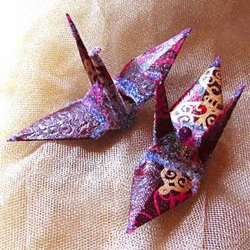 Purple Decor Butterfly Peace Crane Origami Wedding Cake Topper Party Favor 