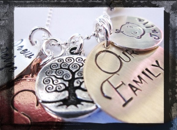 Mixed Up Metal Charms with Initial, Baby, Kids, Family, and Tree Charm