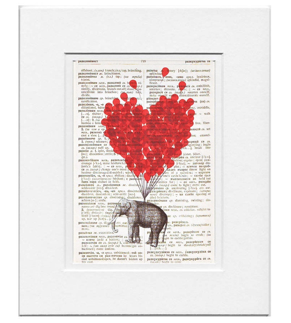 LOVE Carries All - ORIGINAL ARTWORK  printed on Repurposed Vintage Dictionary page- Free Domestic Shipping