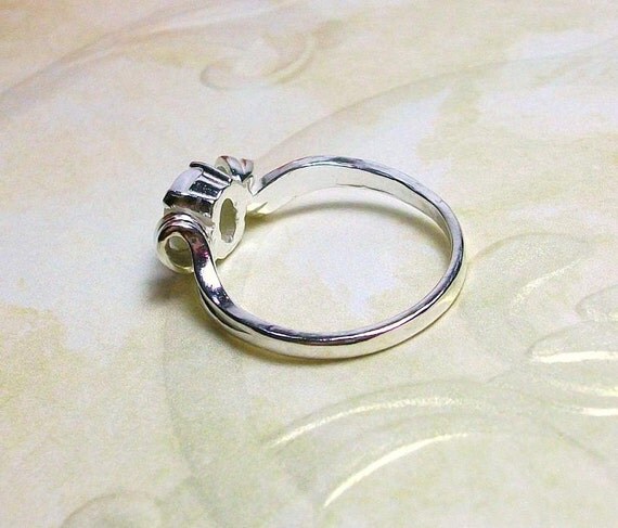 Genuine White Opal Ring Art Deco Sterling Silver Birthstone