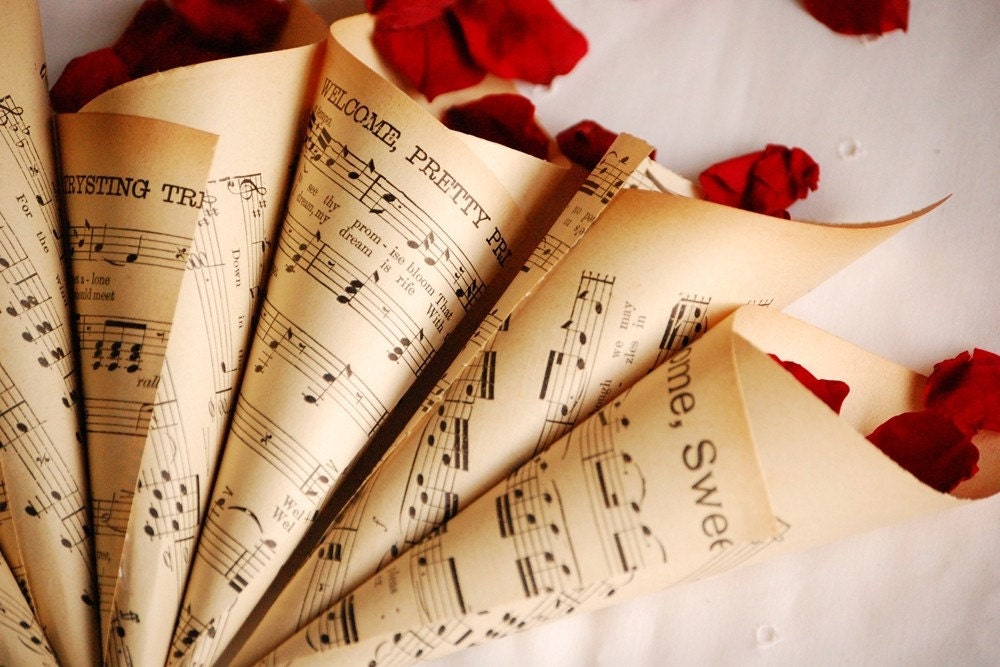 Vintage Music Sheet Confetti Cones