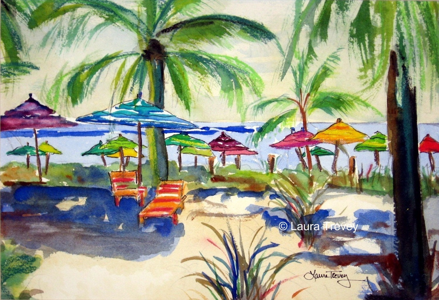 Caribbean Time, Watercolor Print