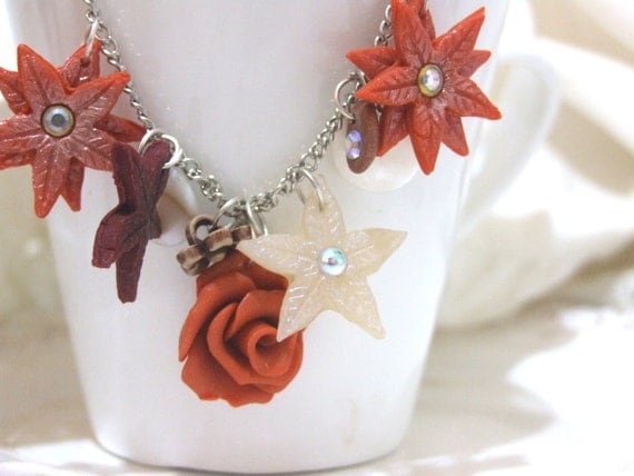 Winter party polymer clay necklace