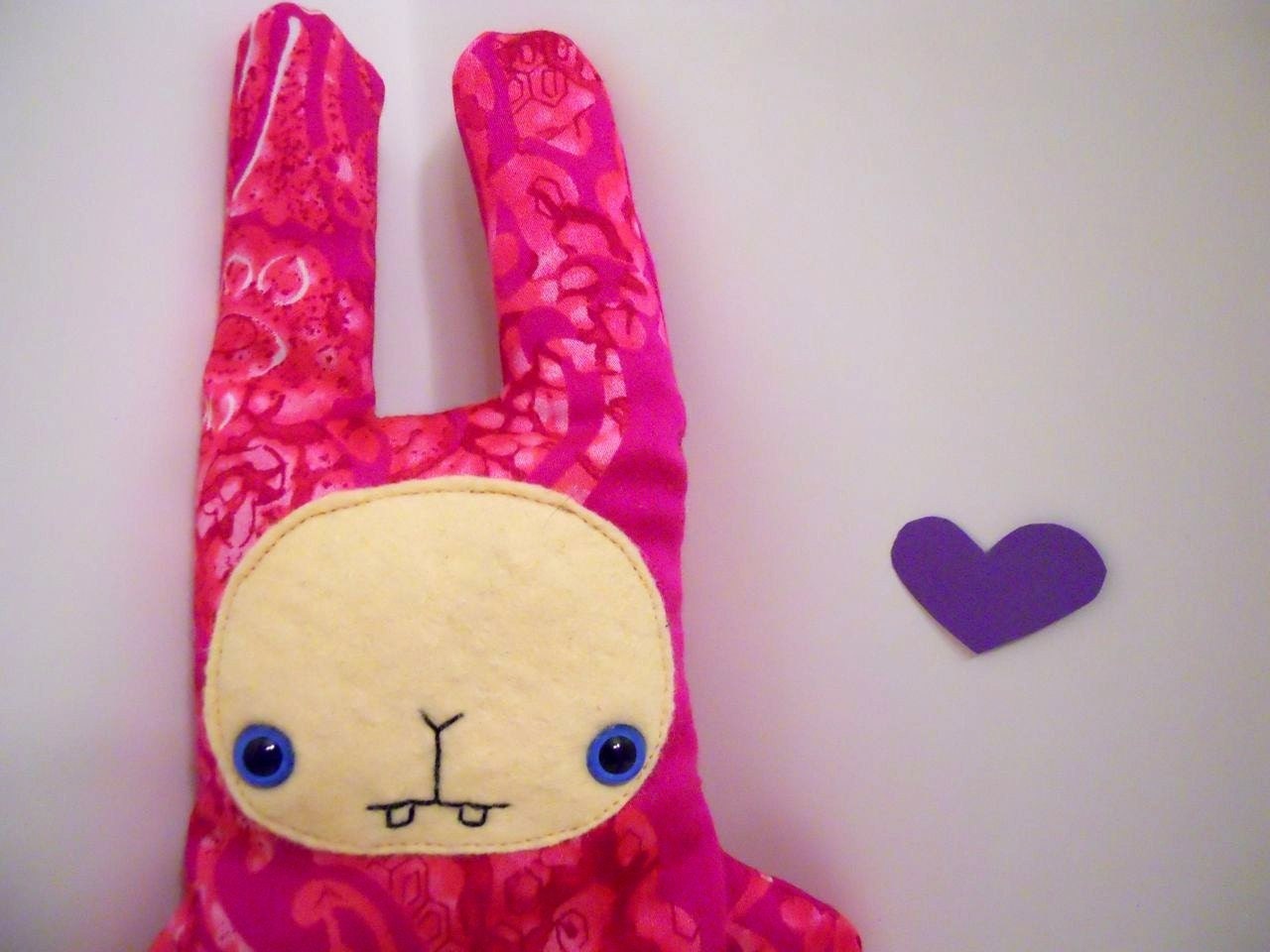 SALE Milo - Pink Recycled Fabric Plush Toy Bunny