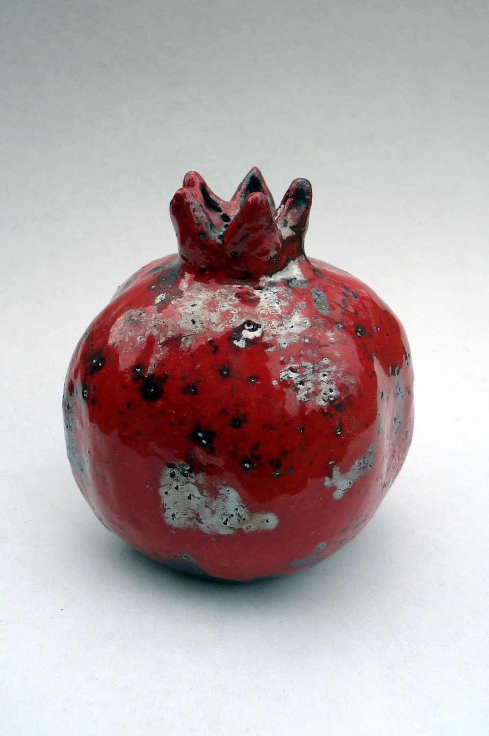 Raku Fired Ceramic Pomegranate - Medium