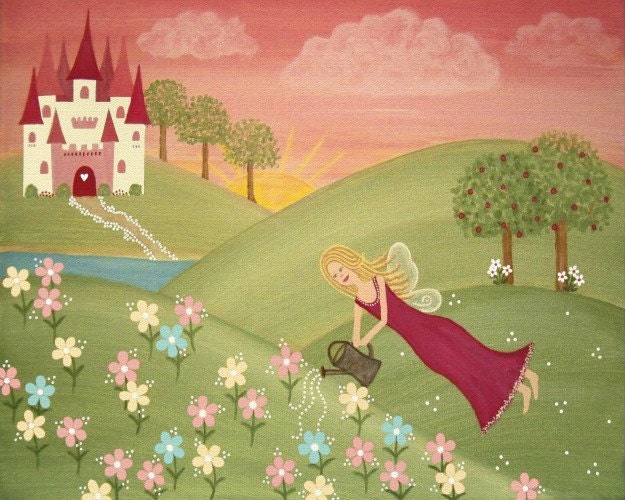 Princess Castle Garden Fairy Kids Wall Art for Kids Room Art - Girls Kids Art Prints from Original Kids Paintings by TwoLittleWitches