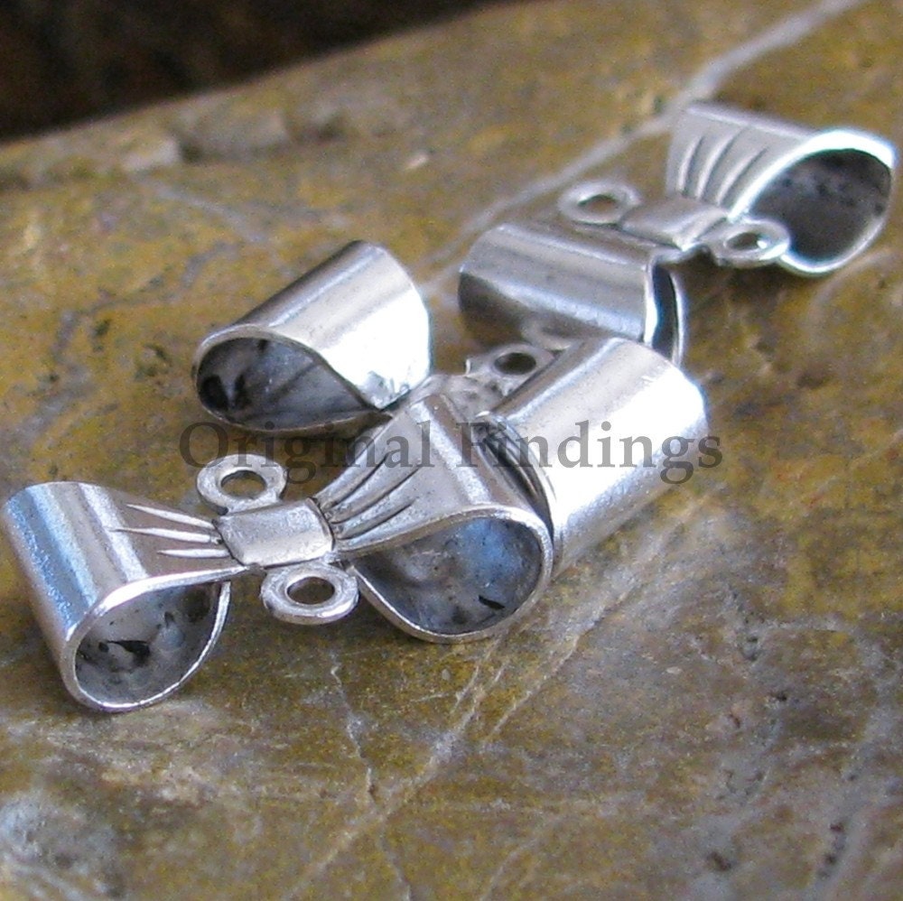 12 Antq Silver Bow 2 Ring Connector Jewelry Finding 375