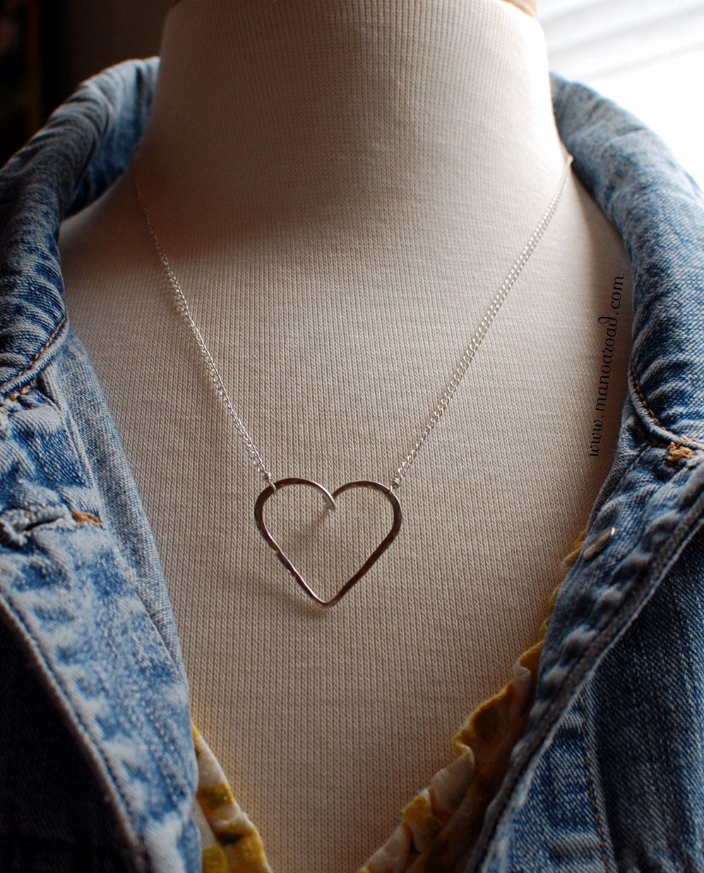 Follow Your Heart Necklace - Hammered Sterling Silver
