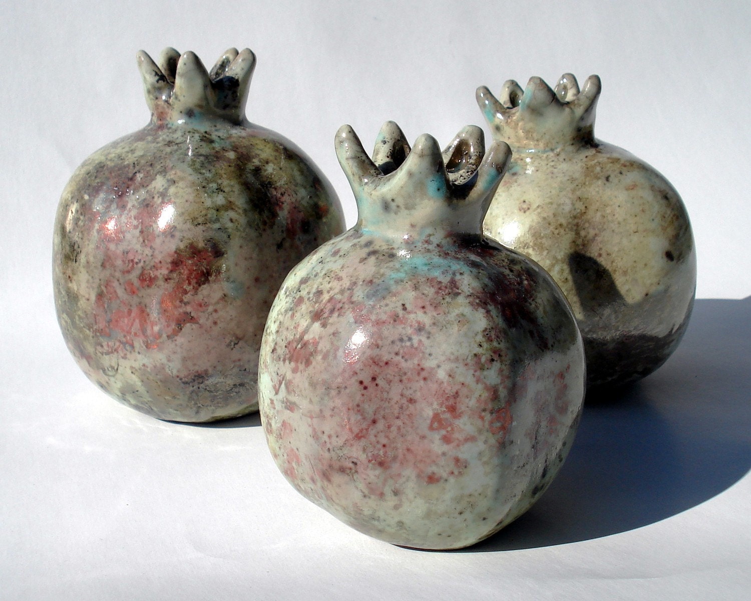 Raku Fired Ceramic Pomegranate  - Medium