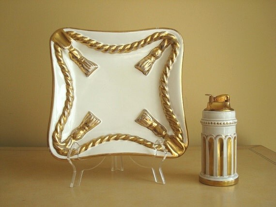 Vintage ashtray & lighter set, Hollywood glamour, Italy