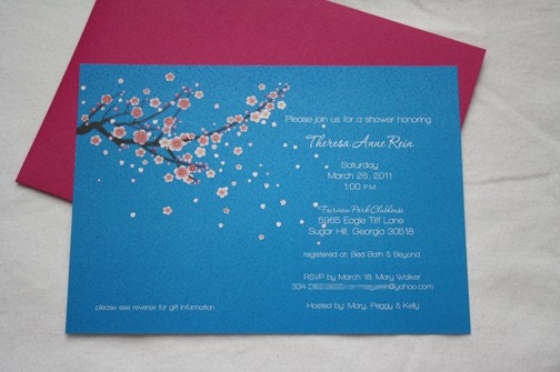Custom Cherry Blossoms Wedding Shower Invitation From SomethingDetailed