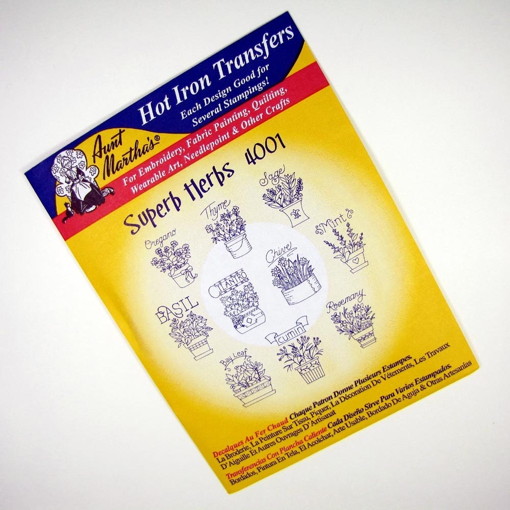 Aunt Martha's Hot Iron Transfers Superb Herbs 4001