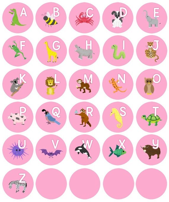 Alphabet Animal Magnets - Pink