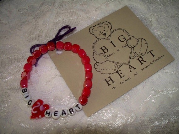 BIG HEART Inspirational bracelet Believe In God He Embraces All Restores, Transforms