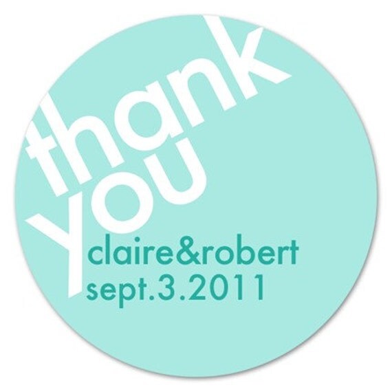 Personalized Modern Wedding Favor Thank You Stickers Labels 24 