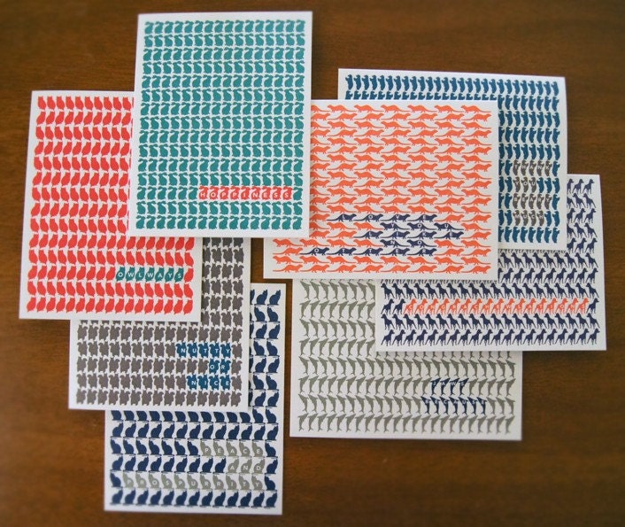 Letterpress Animal-Pattern Blank Notecards (Various)