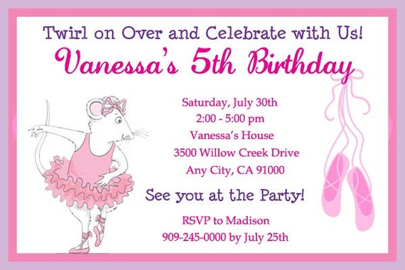 Angelina Ballerina Birthday Party Invitations 10 pcs angelina balerina