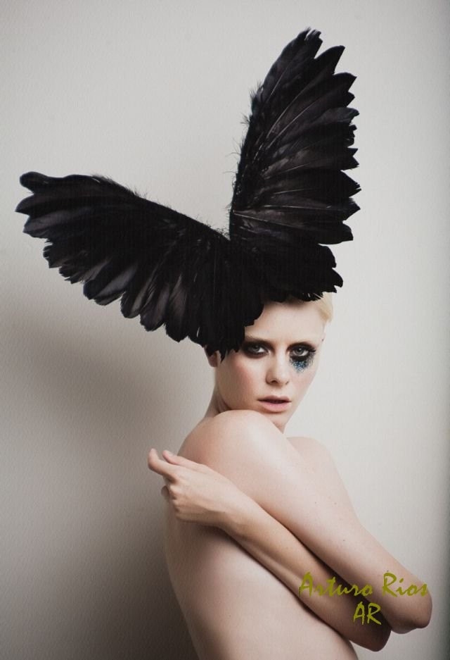 Couture Black Wings Headpiece