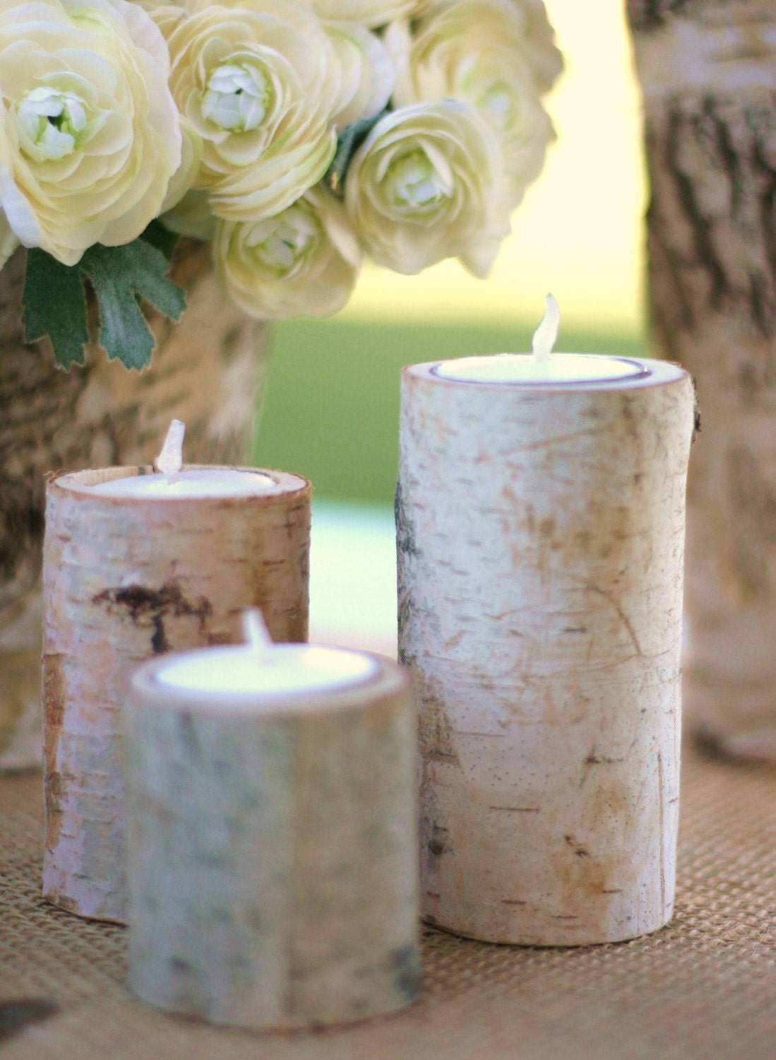 Birch Bark Candle Holders Rustic Home Decor