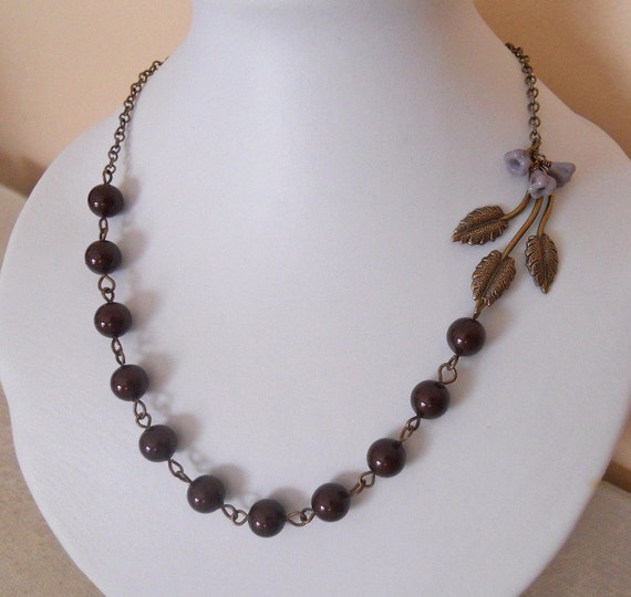 Free Shipping - Splendoar Necklace - burgundy pearls