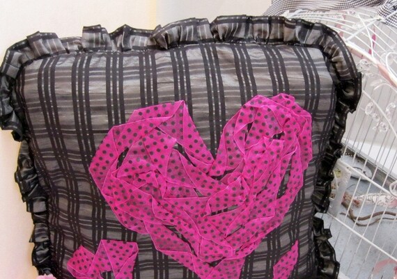 pink and black throw pillow cover