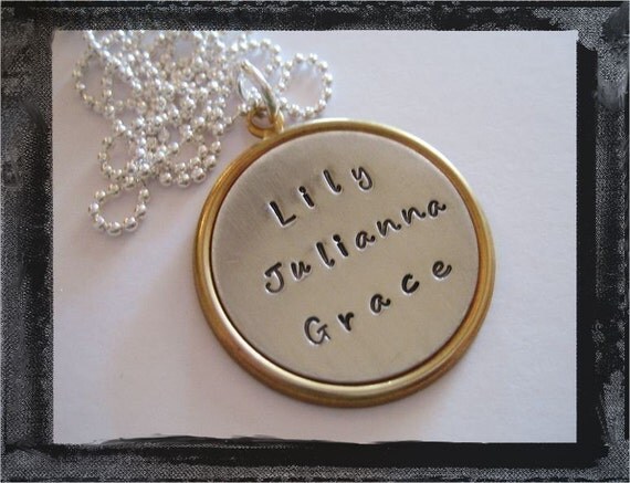 Large Brass and Sterling Pendant Necklace