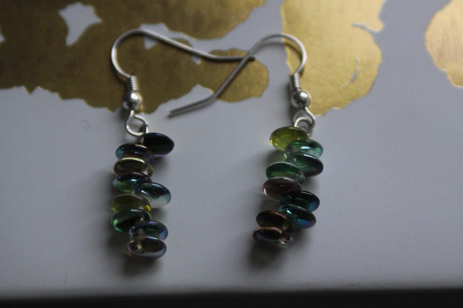 Shades Of Green Lentil Earrings OOAK