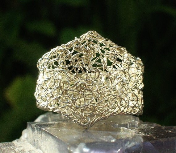 Crochet Wire Ring Sterling Silver