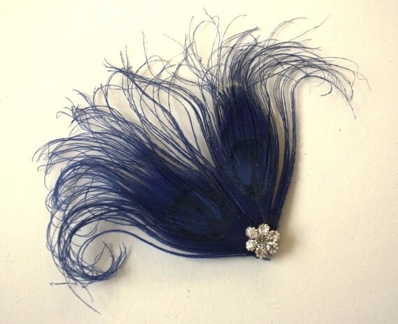 Royal Blue Peacock Feather Hairclip