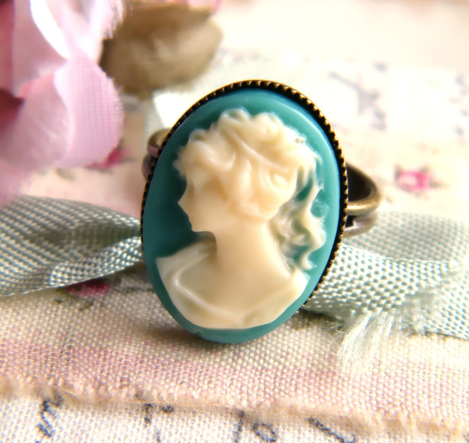 Teal Cameo Ring