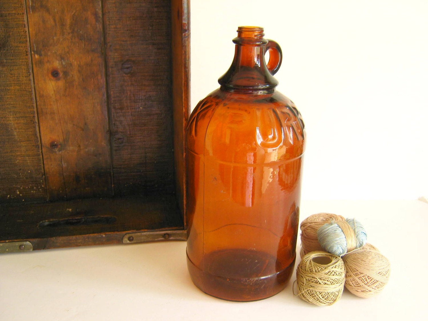 Purex Bleach Bottle Jug Amber Antique 1930s Autumn Home