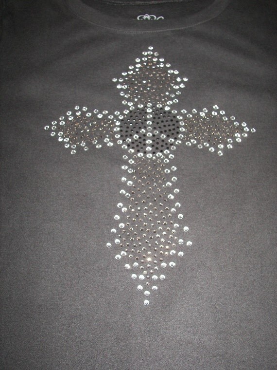 Peace and Cross Custom BLING Shirt--Lots of sparkle, original design-