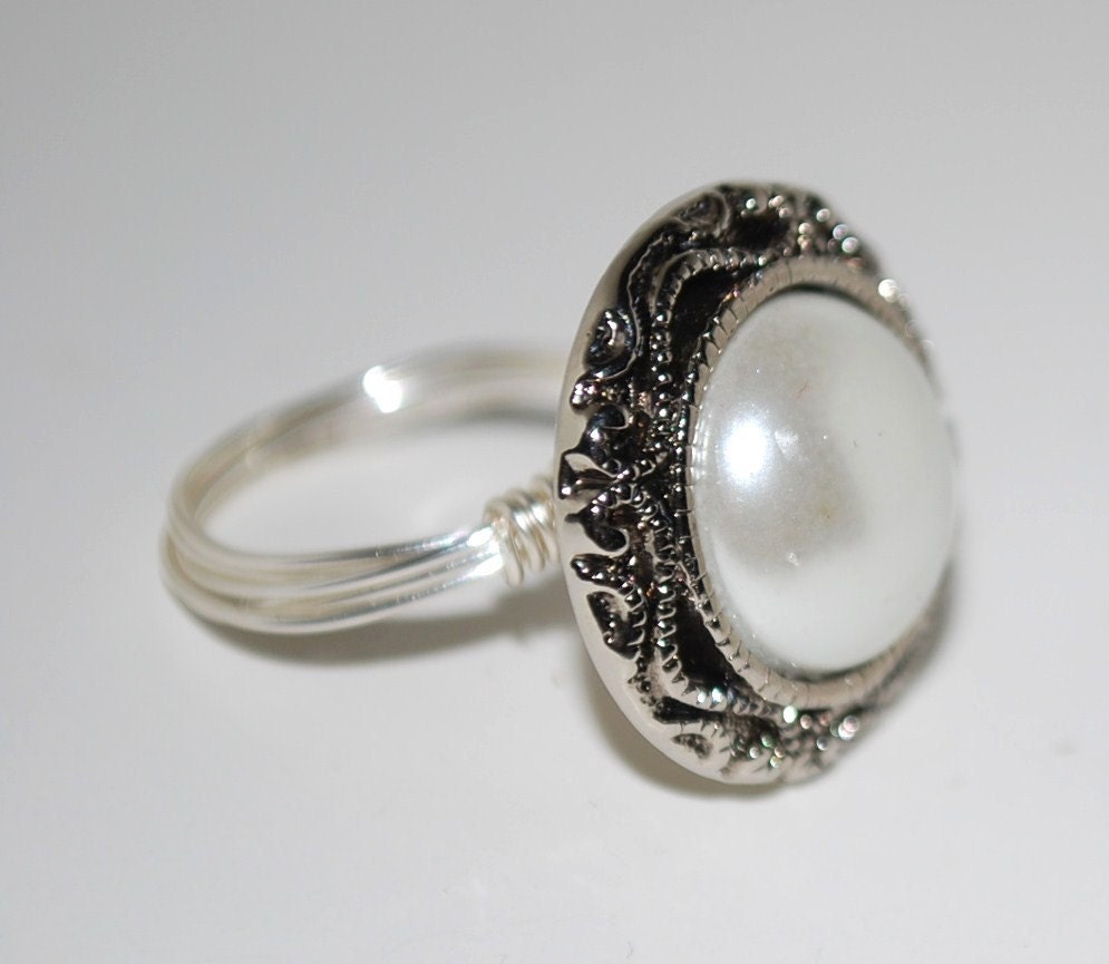 Pearl Button Ring