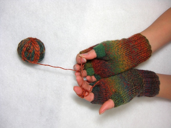 Knitted Fingerless Gloves (Wrist Warmers, Arm Warmers, Fingerless Mittens, Fingerless Mitts)  - Clover Colors - TO ORDER