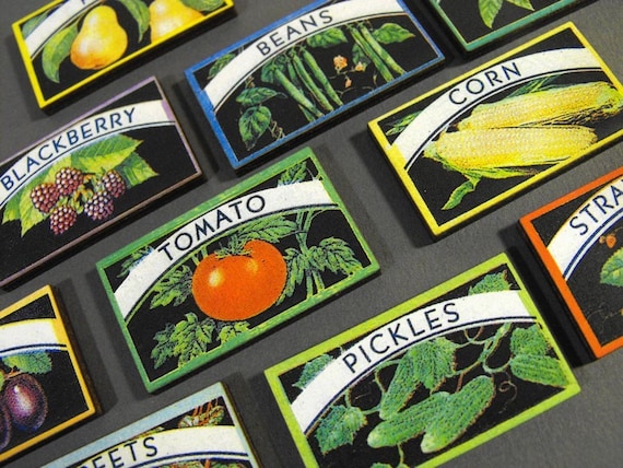 Wood Canning Labels - Vintage Fruits and Vegetables