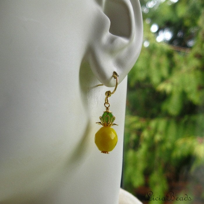 Tropical Harvest, glass and gold earrings