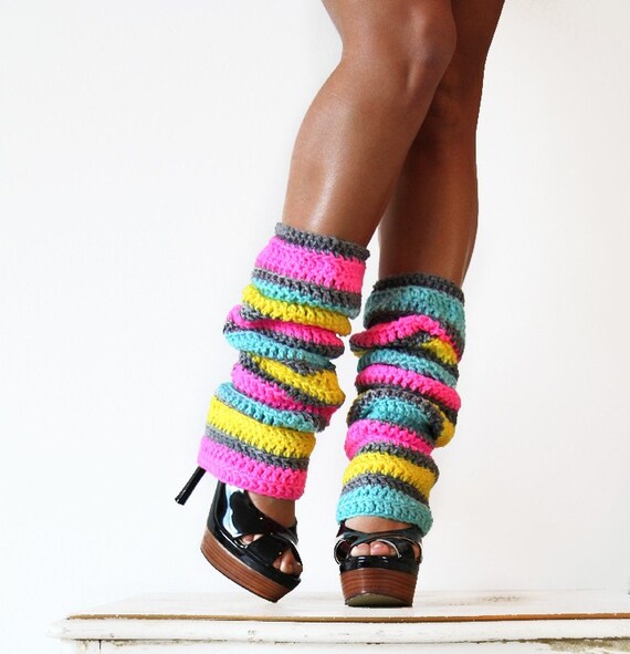 80s Party Leg Warmers in Neon Stripes