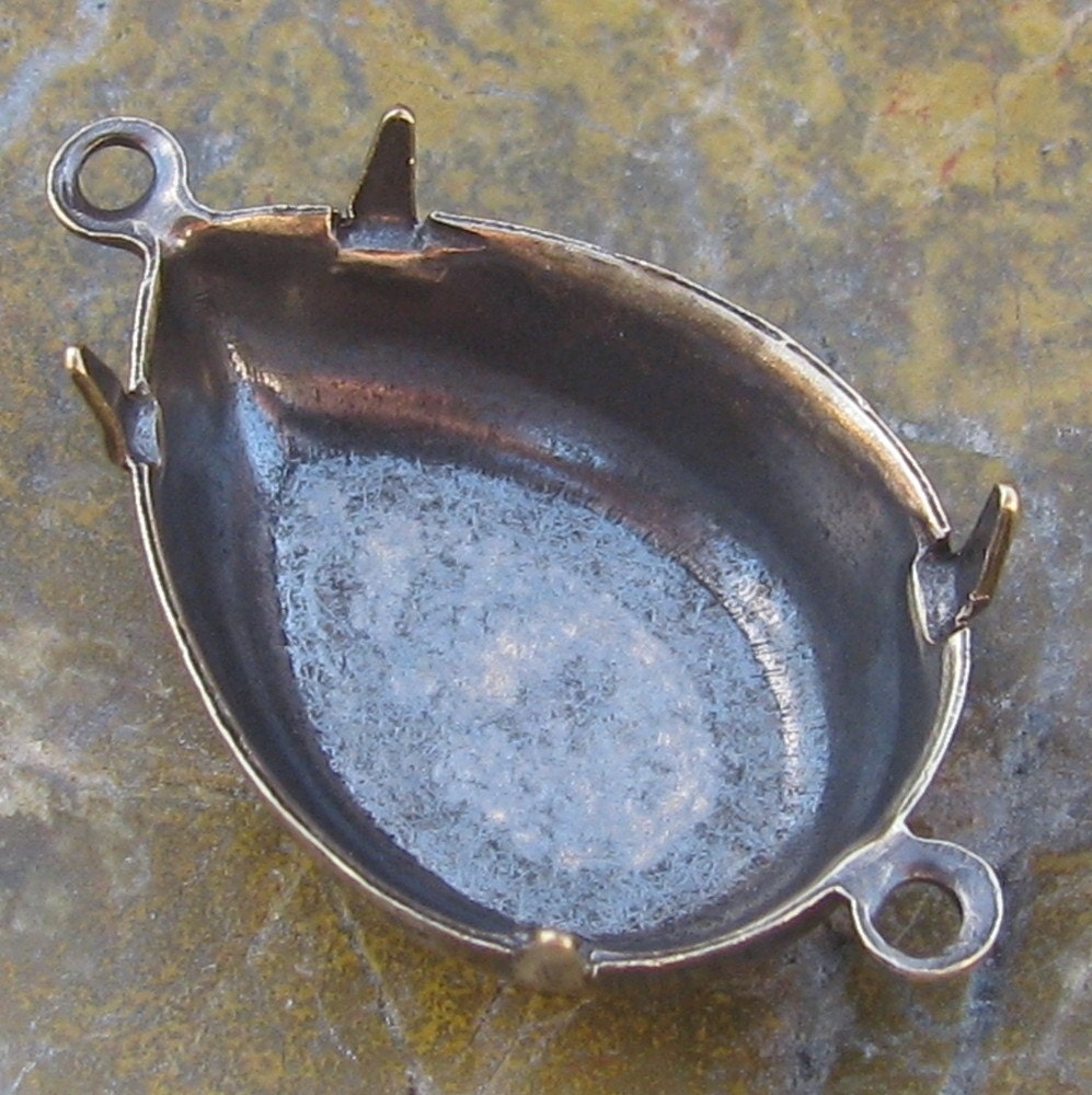 12 Brass ox 18x13 Pear Setting 2 Rings 925