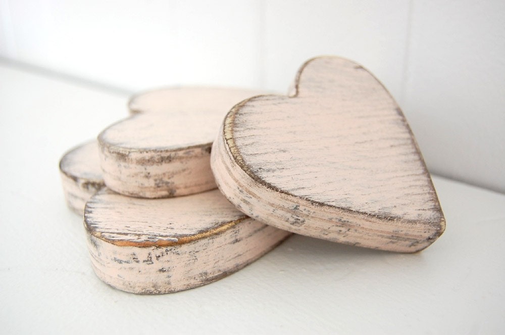 wooden hearts shabby chic pink cottage decor style wedding decor