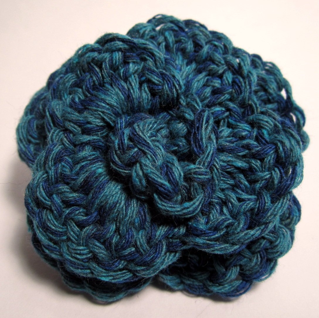 Recycled Cotton Flower Barrette - Blue